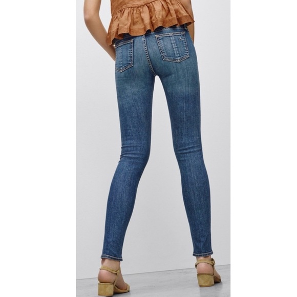 SOLD-Rag & Bone High Rise Vintage Wash Distressed Full Length Ankle Skinny Jeans - Picture 4 of 12